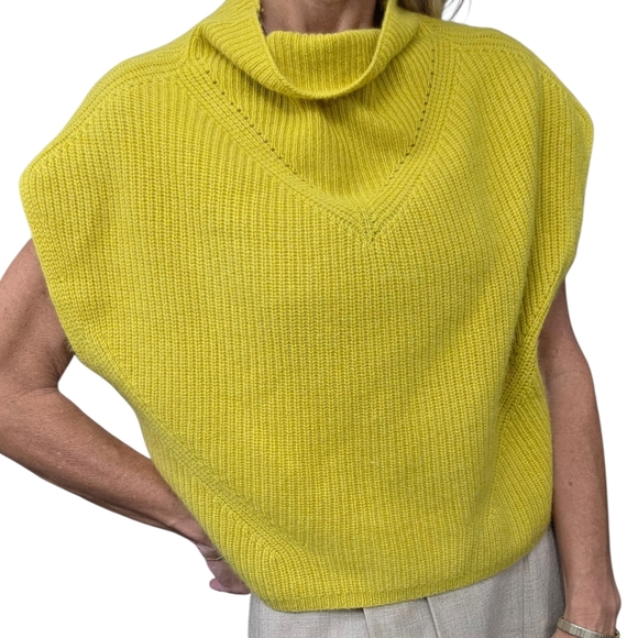 Anthropologie Sweaters - Anthropologie 100% Cashmere Sleeveless Turtleneck Sweater XS Yellow Cropped